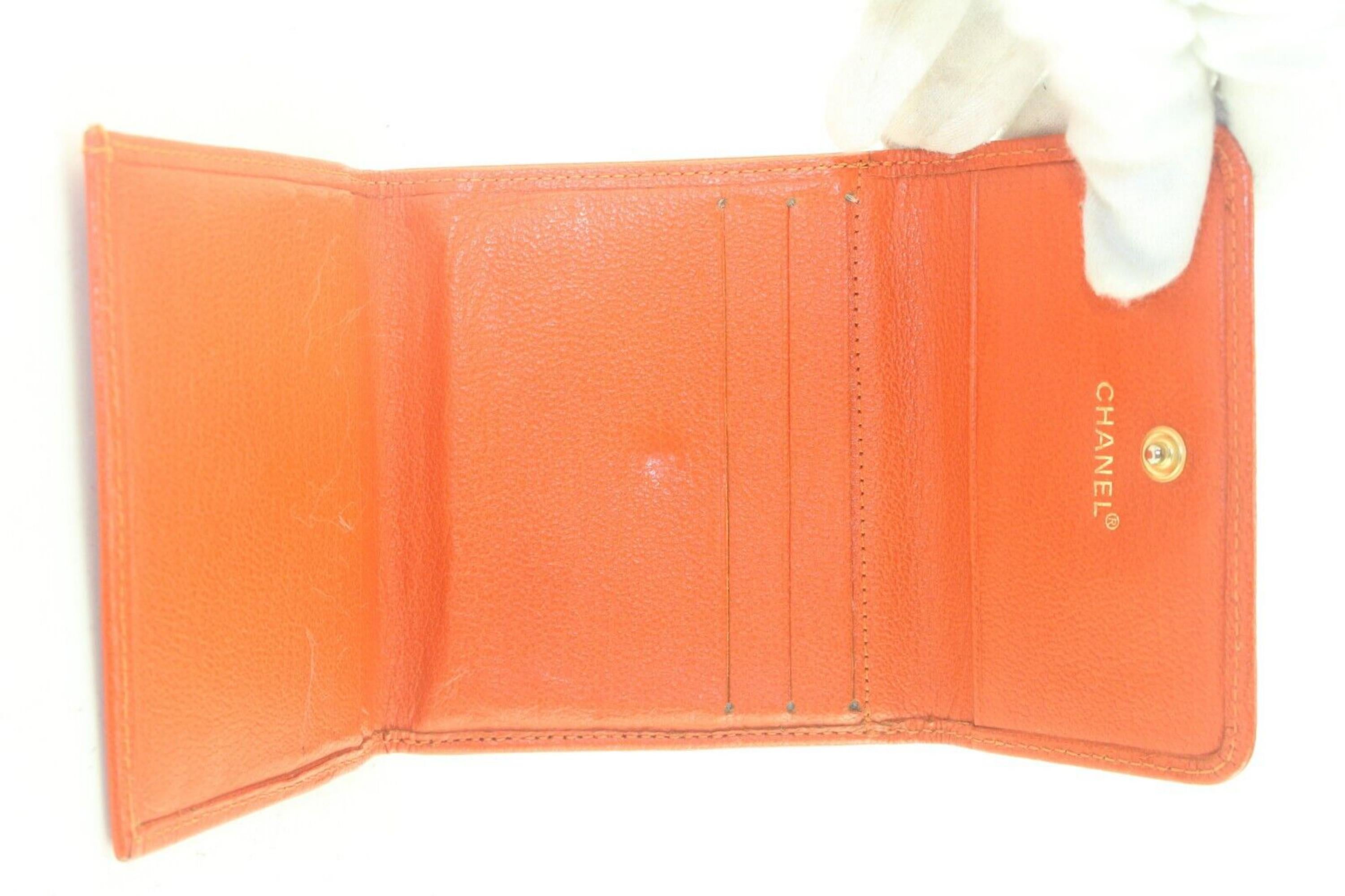 Chanel Orange CC Compact Trifold Wallet 2CC712K For Sale 6