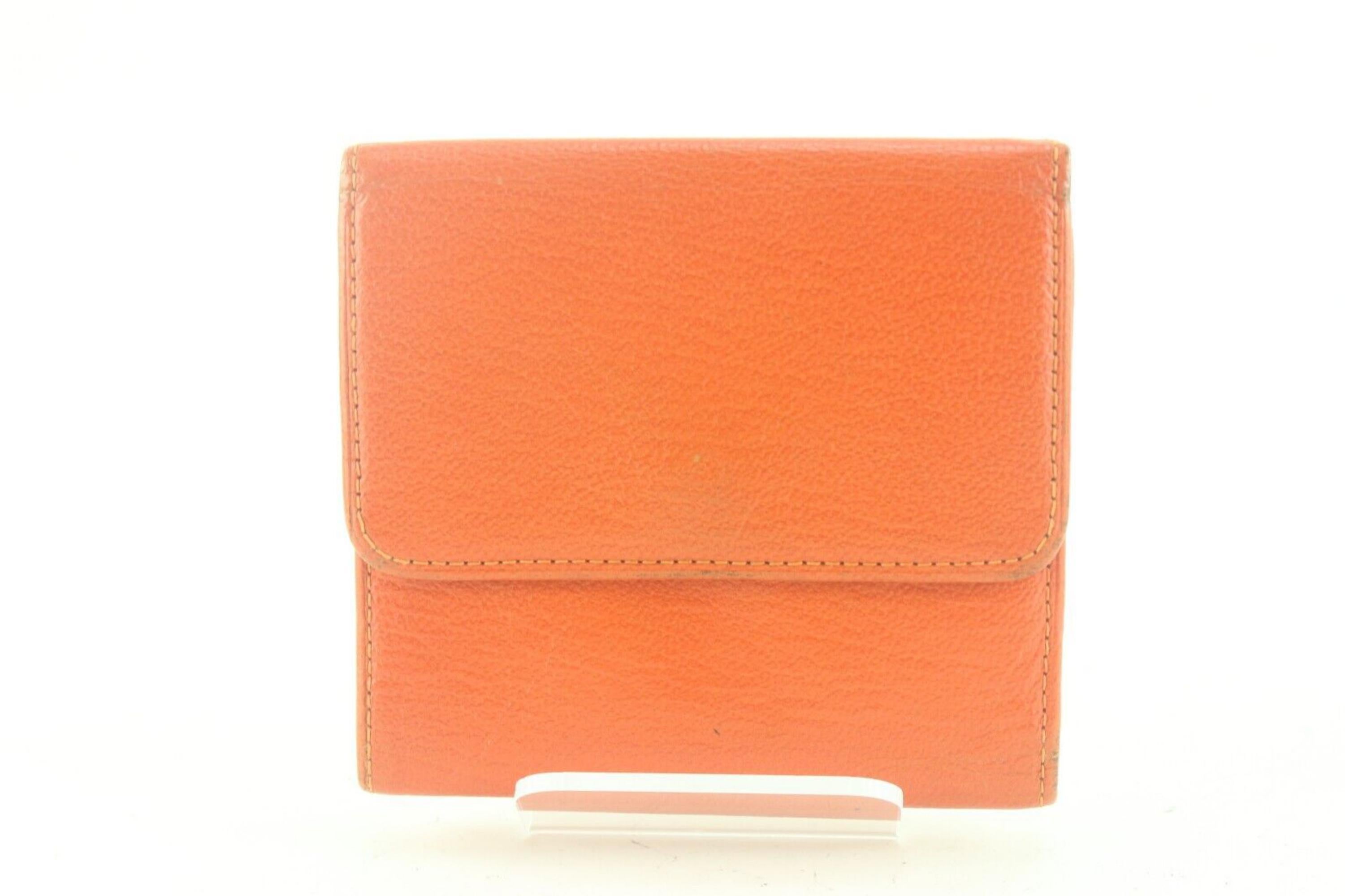 Chanel Orange CC Compact Trifold Wallet 2CC712K For Sale 2
