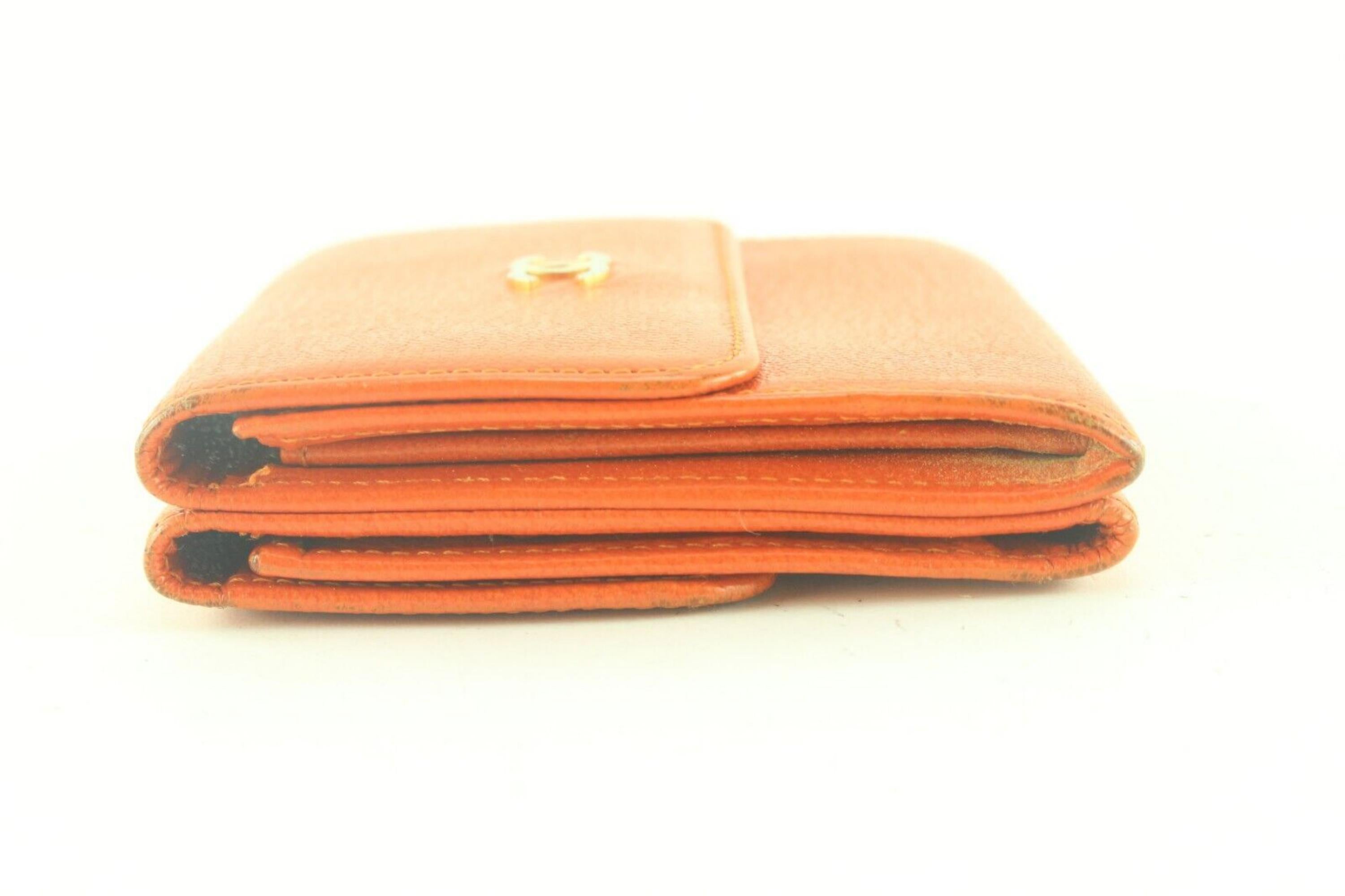 Chanel Orange CC Compact Trifold Wallet 2CC712K For Sale 3