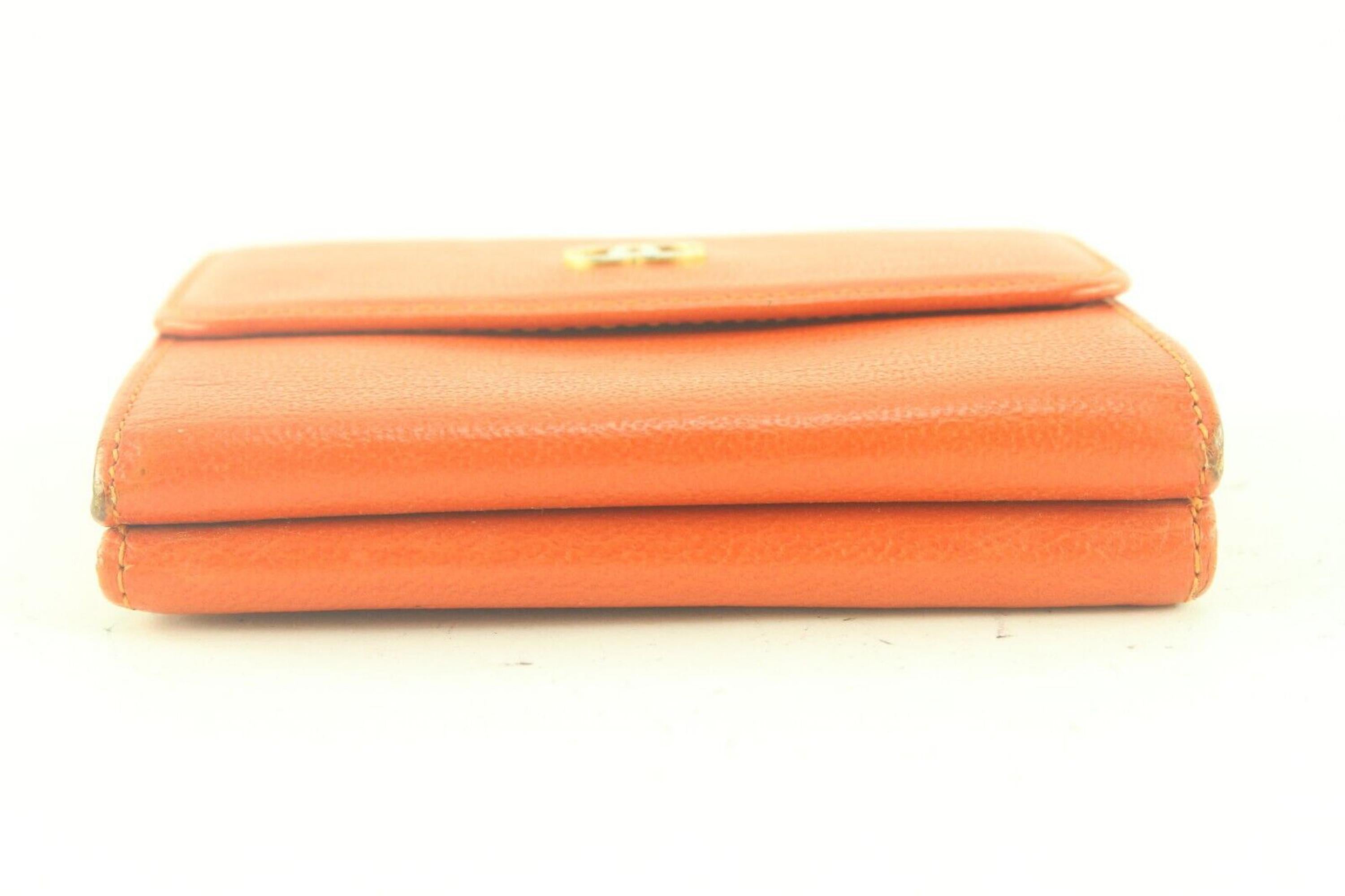 Chanel Orange CC Compact Trifold Wallet 2CC712K For Sale 4