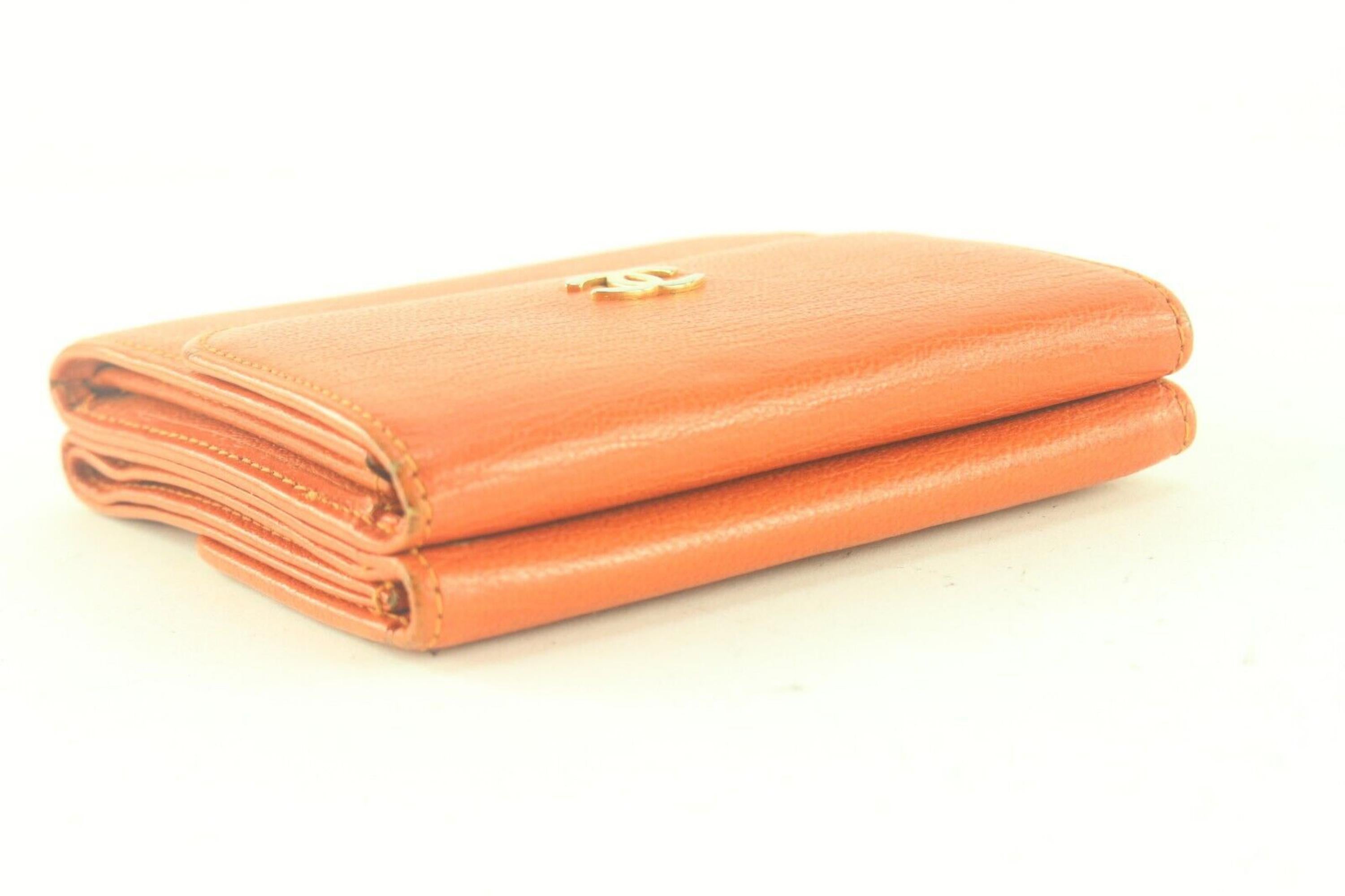Chanel Orange CC Compact Trifold Wallet 2CC712K For Sale 5