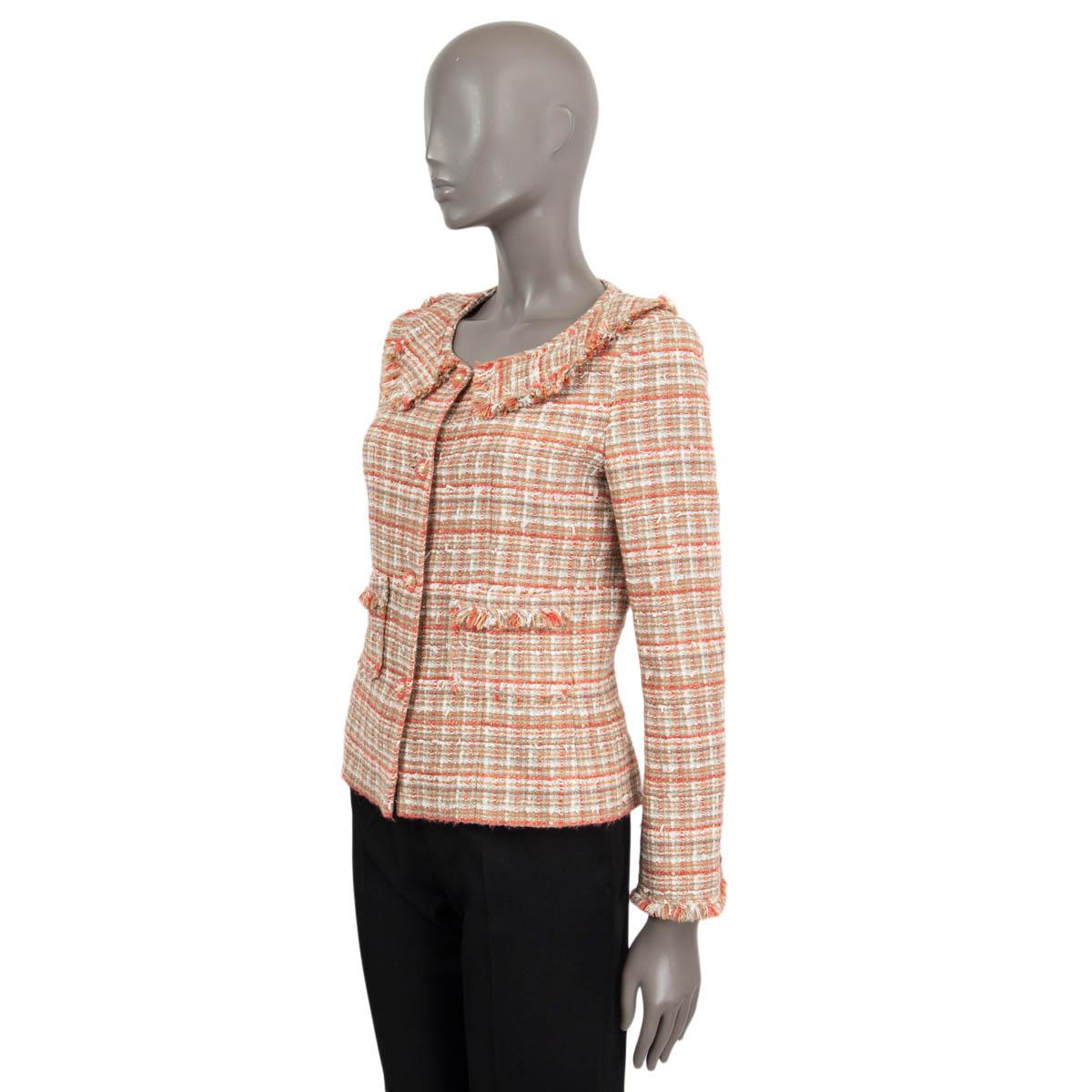 Women's CHANEL orange cotton 2004 04P DOLL COLLAR TWEED Jacket 38 S For Sale