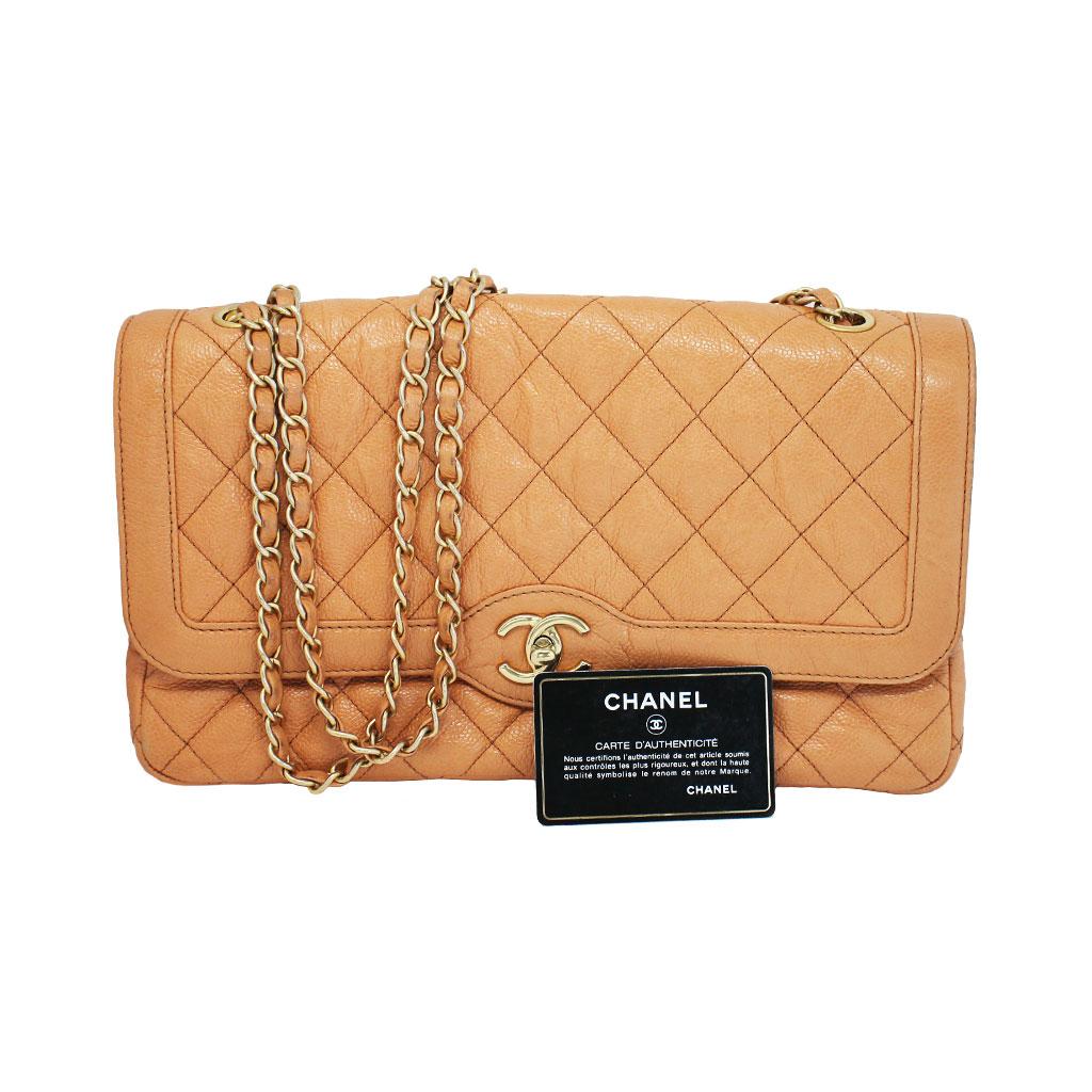 Chanel Orange Distressed Lambskin Diana Flap Bag No. 21 13