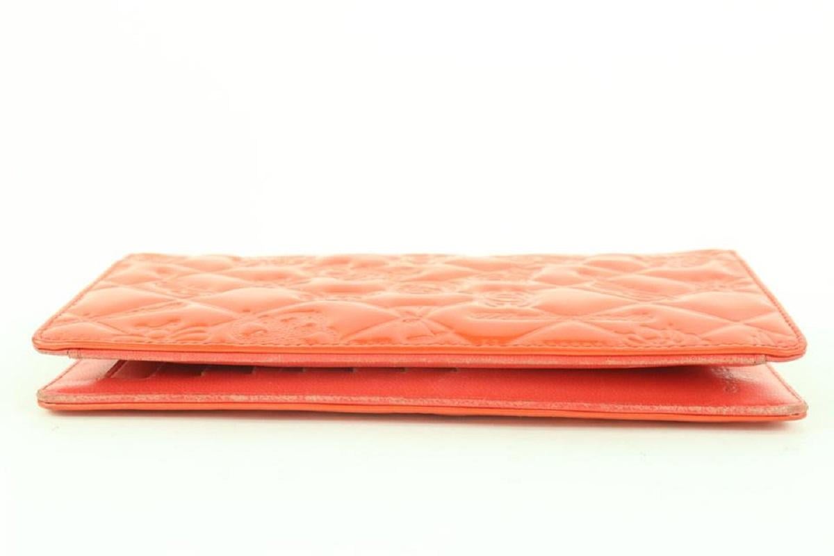 Chanel Orange Embossed Charms Patent Quilted Long Flap Wallet 1ccs616   7