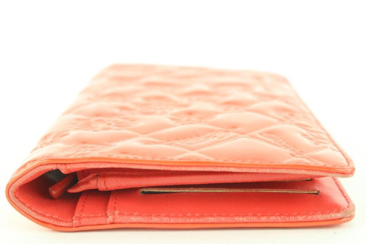 Chanel Orange Embossed Charms Patent Quilted Long Flap Wallet 1ccs616   8