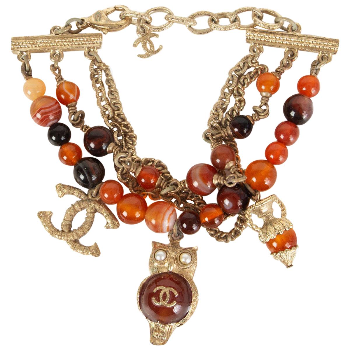 CHANEL orange & gold 2018 CRUISE PARIS GREECE BEADED CHAIN Bracelet