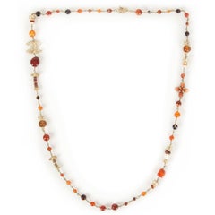CHANEL orange & gold 2018 CRUISE PARIS GREECE BEADED Necklace