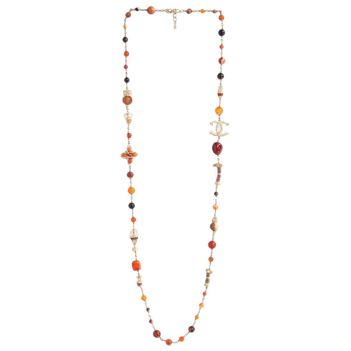 CHANEL orange & gold 2018 CRUISE PARIS GREECE BEADED Necklace