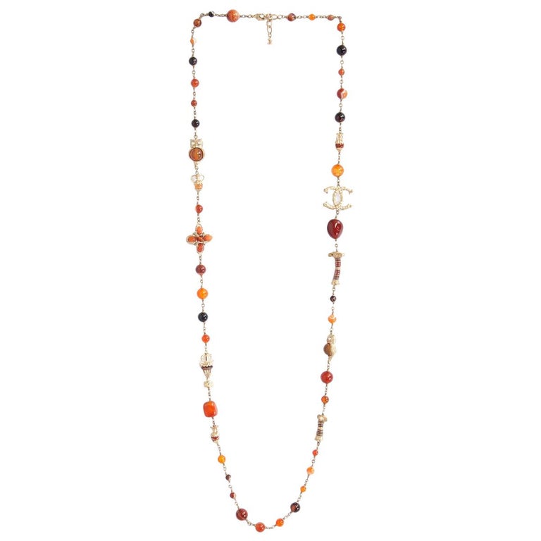CHANEL orange and gold 2018 CRUISE PARIS GREECE BEADED Necklace For ...