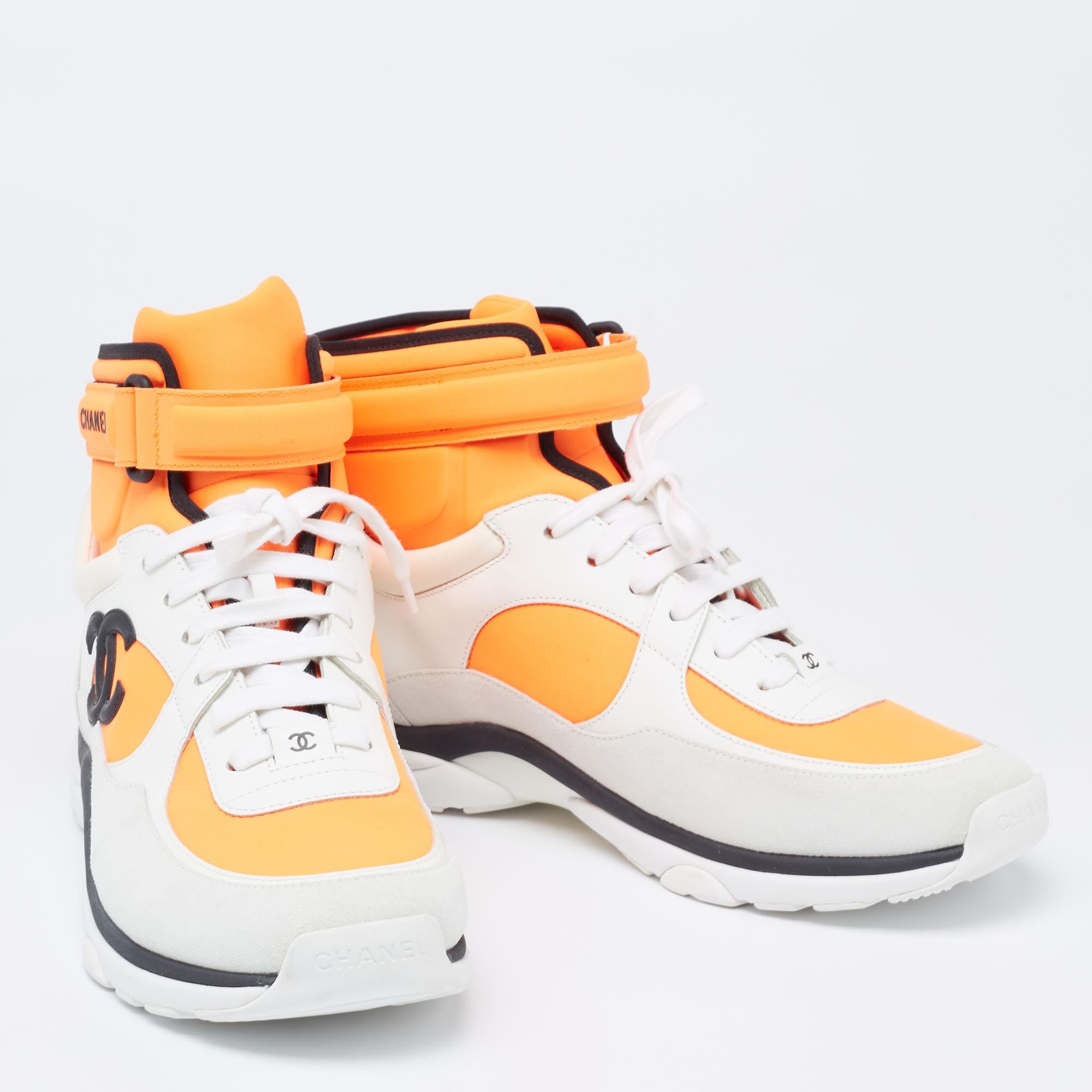 chanel high top sneakers orange