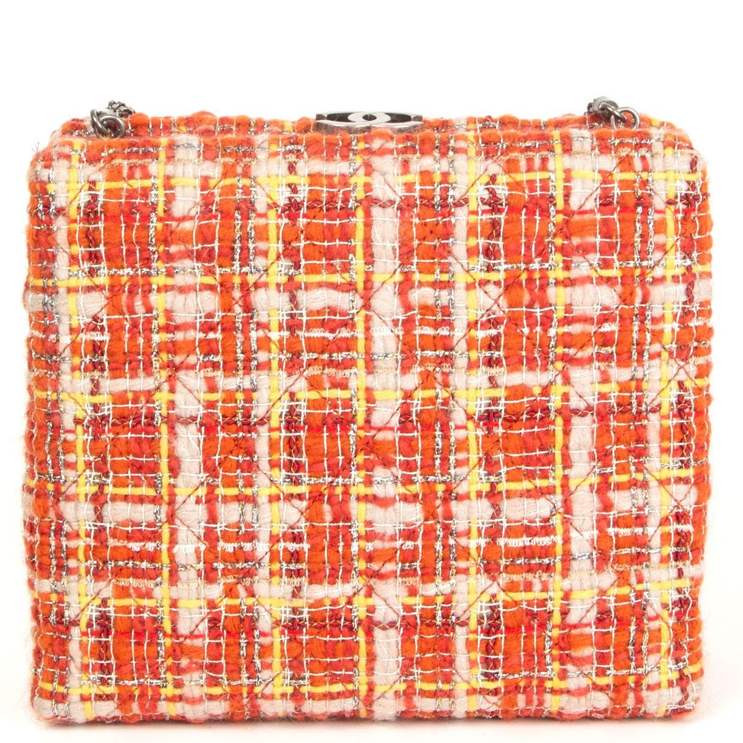 Chanel Orange Il Quadrato Tweed Box Shoulder Bag For Sale At 1stdibs