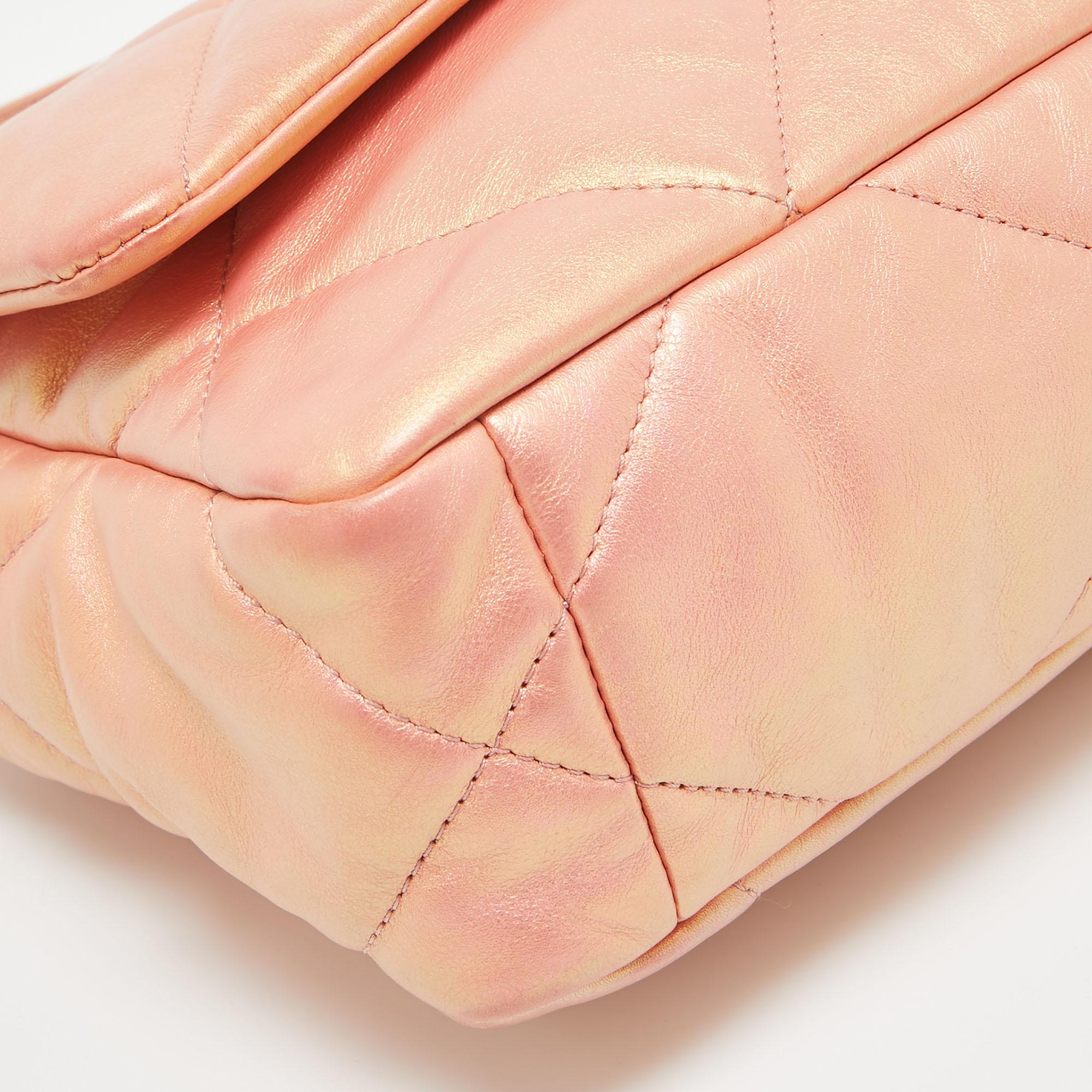 Chanel Orange Iridescent Quilted Leather Medium 19 Flap Bag 1