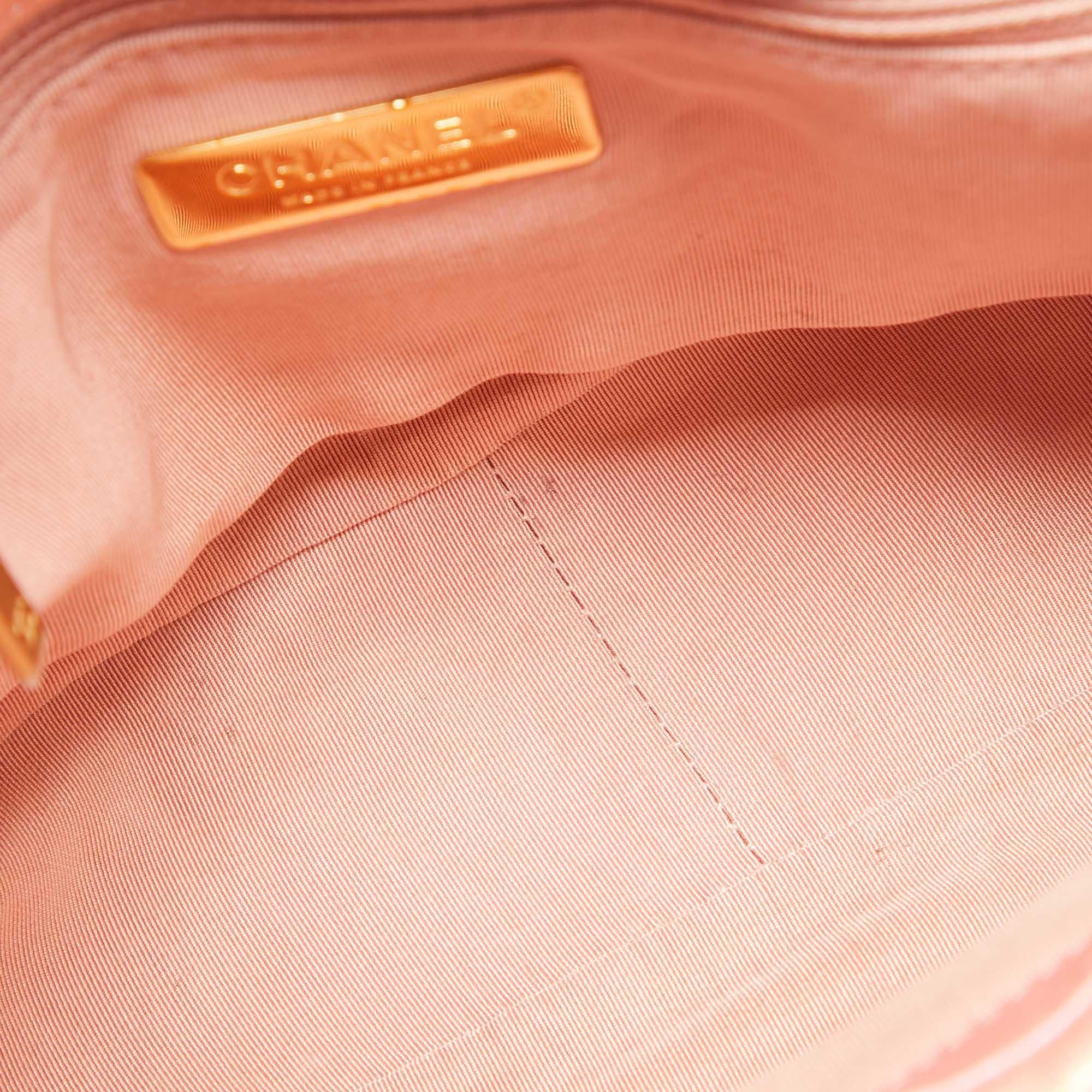 Chanel Orange Iridescent Quilted Leather Medium 19 Flap Bag 3