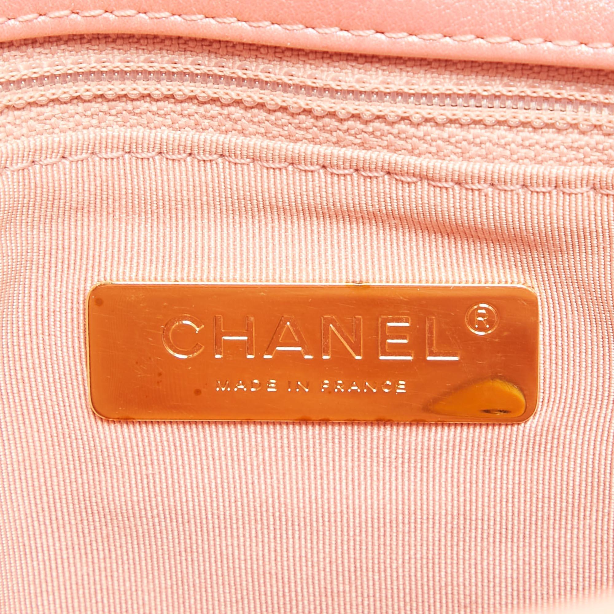 Chanel Orange Iridescent Quilted Leather Medium 19 Flap Bag 4