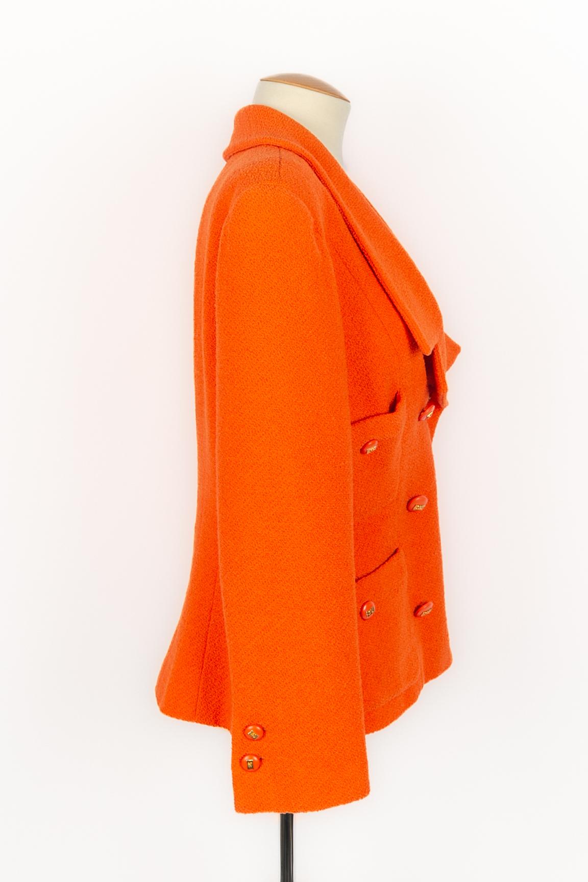 Giacca arancione Chanel anni '90 In condizioni ottime in vendita a SAINT-OUEN-SUR-SEINE, FR