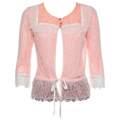 Chanel Orange Lace Waist Tie Detail Button Front Jacket M