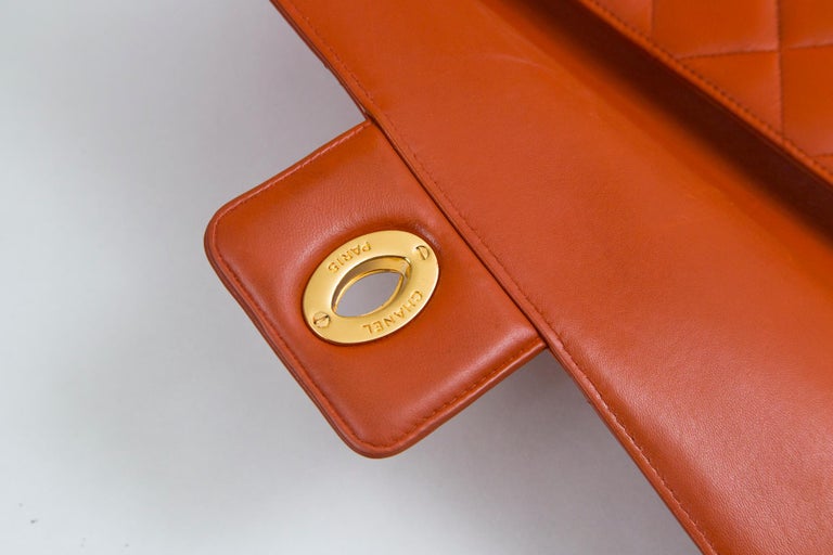 Chanel Orange Lambskin Briefcase For Sale 1