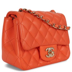 CHANEL orange leather 20A CLASSIC MINI SQUARE Shoulder Bag
