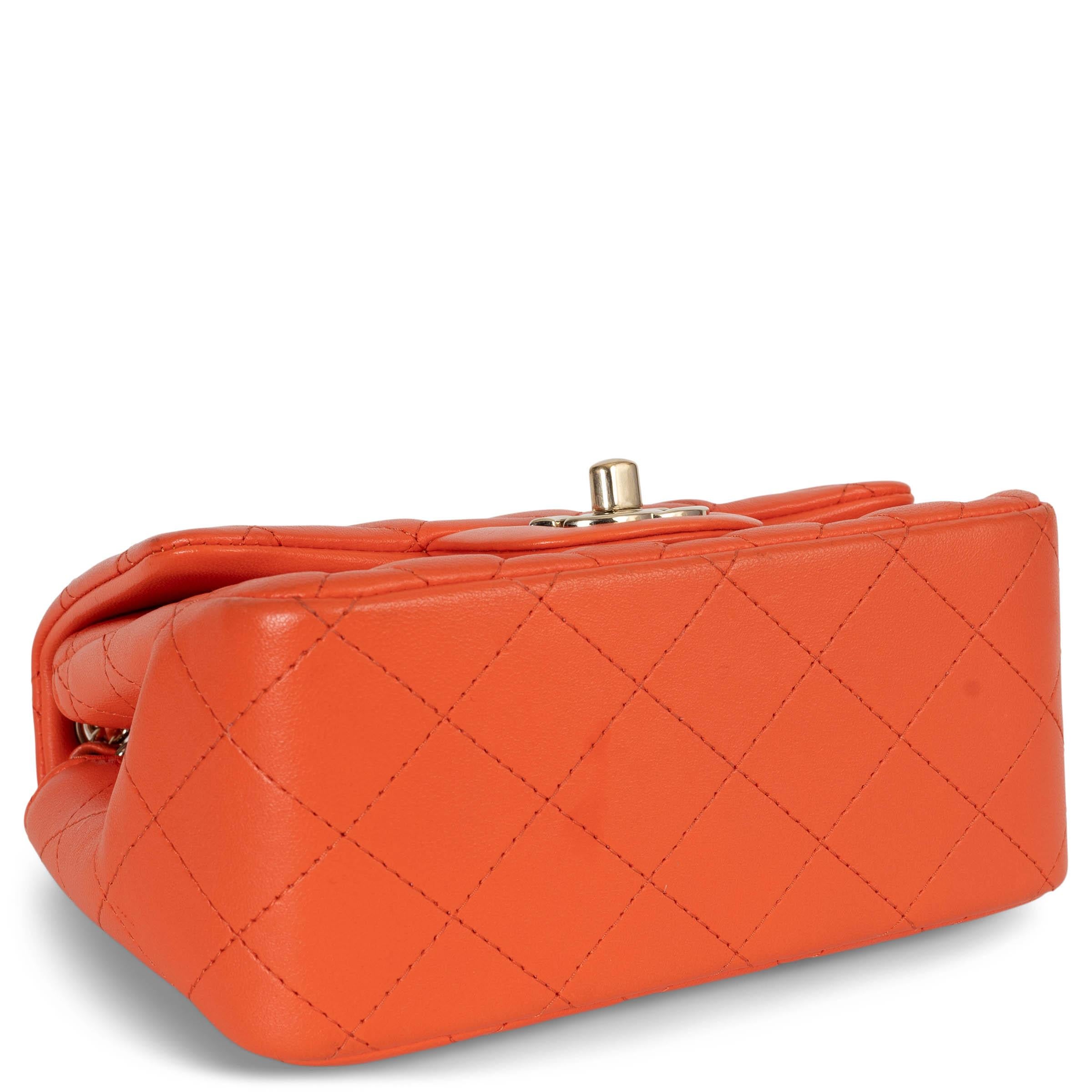 Women's CHANEL orange leather 20A CLASSIC MINI SQUARE Shoulder Bag For Sale