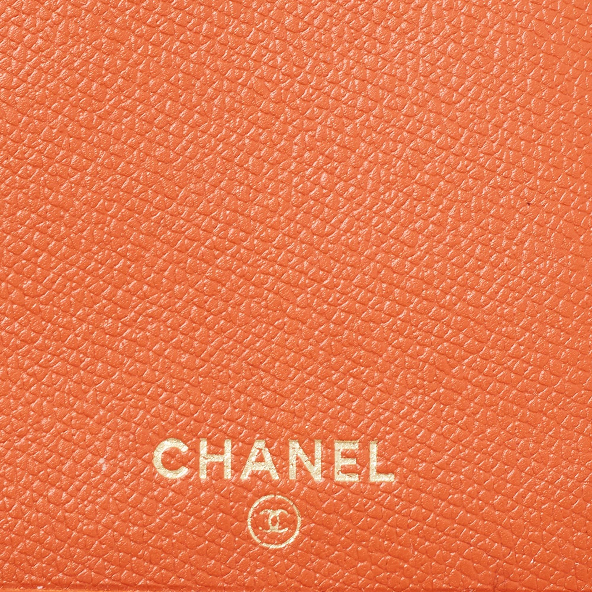Chanel Orange Leather CC Flap Continental Wallet For Sale 6