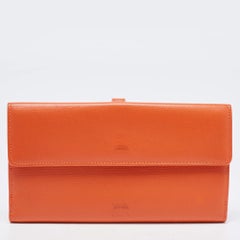 Chanel Orange Leder CC Portemonnaie mit Klappe Continental Wallet