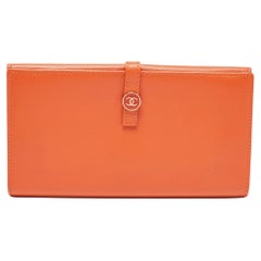 Chanel Orange Leather CC Flap Continental Wallet