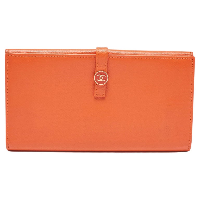 Chanel Orange Leather CC Flap Continental Wallet For Sale at 1stDibs