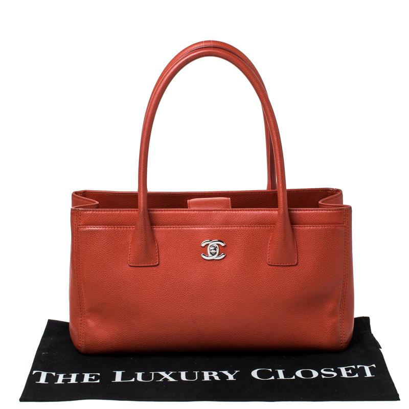 Chanel Orange Leather Cerf Shopping Tote 7