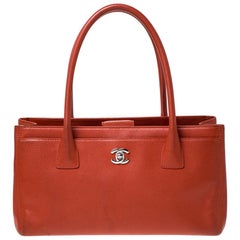Chanel Orange Leather Cerf Shopping Tote