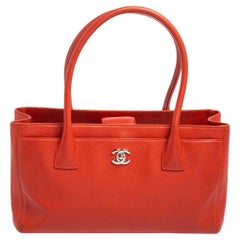 Chanel Orange Leather Cerf Shopping Tote