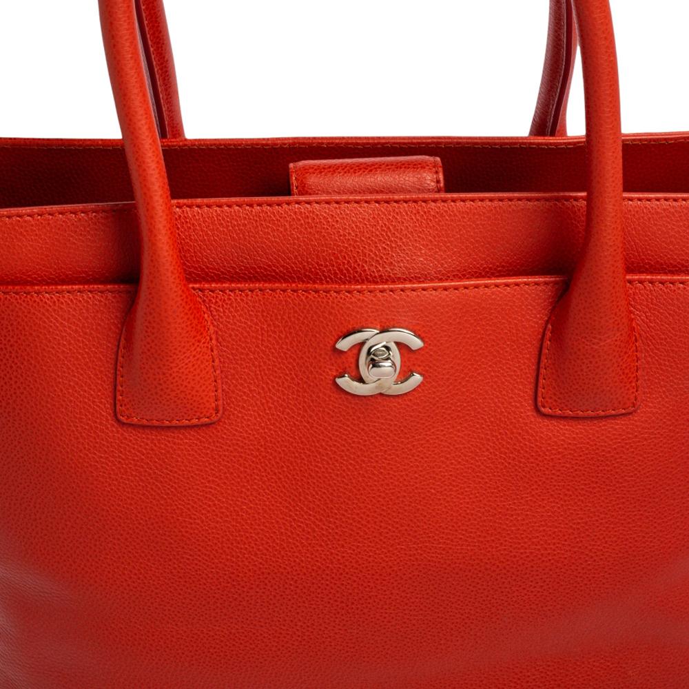 Women's Chanel Orange Leather Cerf Tote