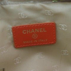 Chanel Orange Leather Cosmetic Pouch Make Up Bag  863191