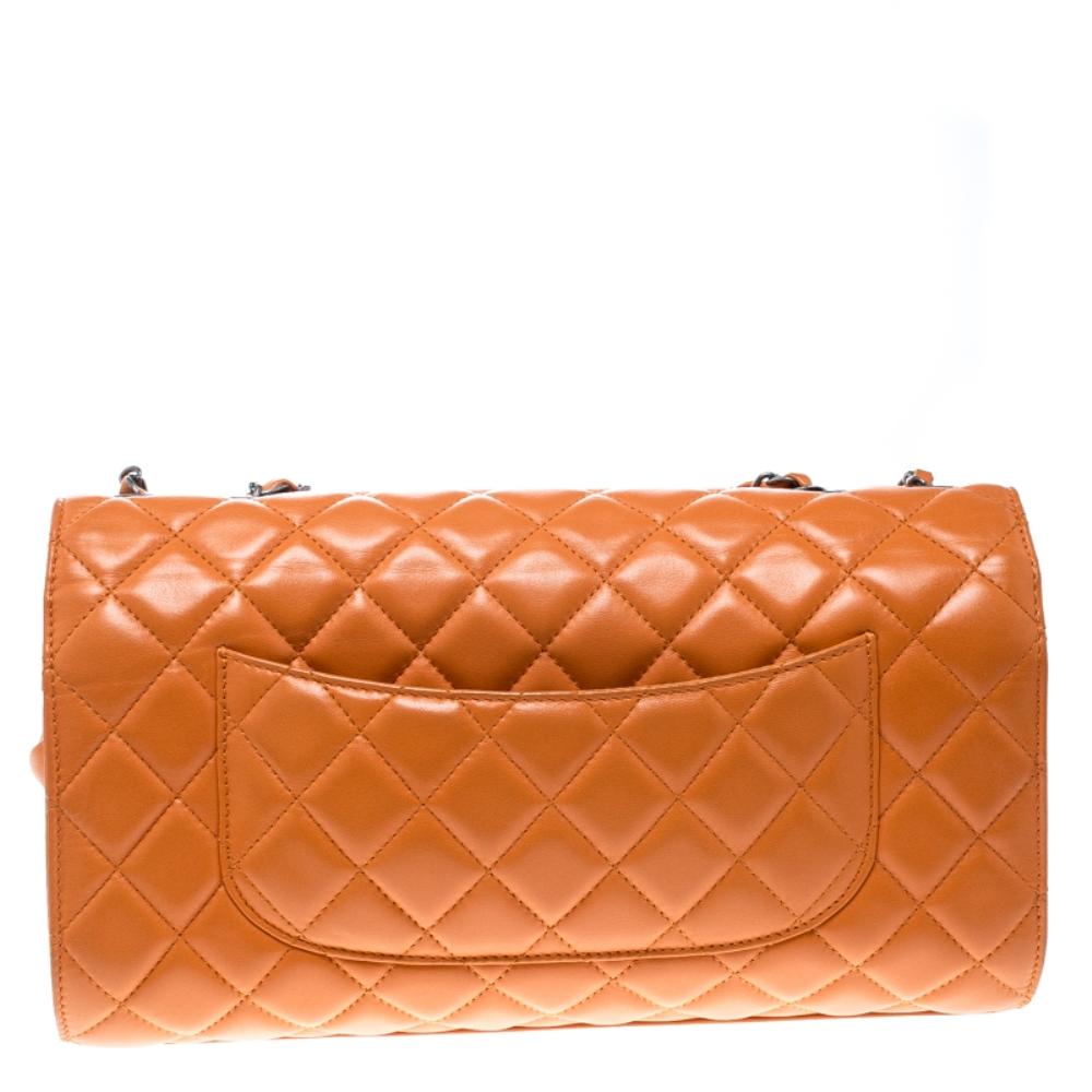 This special creation is for all Chanel collectors and lovers alike. Designed to last, this magnificent bag can boost the entire look of your closet. It has been beautifully crafted from orange leather and designed with details like the CC turn lock