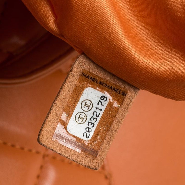 Chanel Orange Leather Drawstring Flap Shopping Bag For Sale at 1stDibs