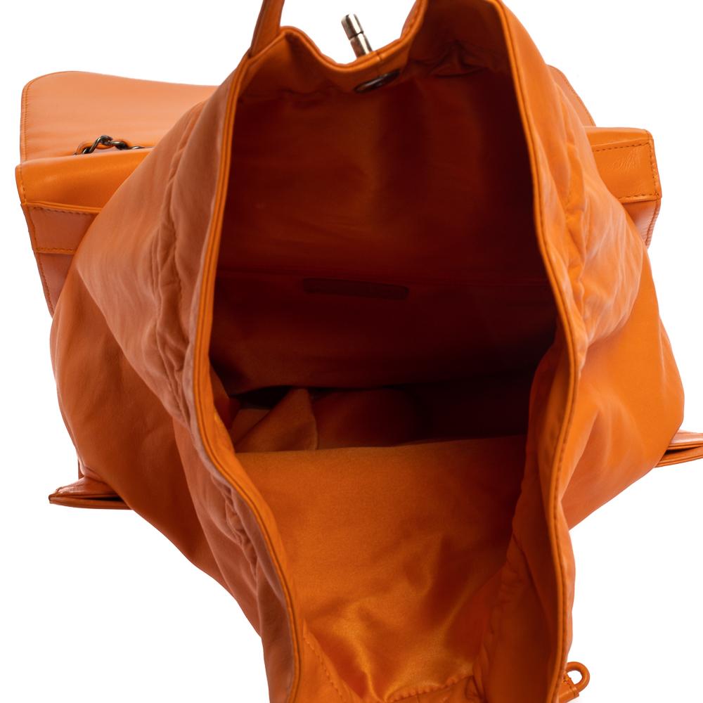 Chanel Orange Leather Grocery By Chanel Drawstring Flap Bag 9