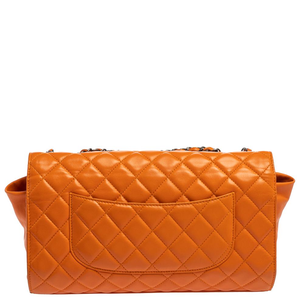 This special creation is for all Chanel collectors and lovers alike. Designed to last, this magnificent bag delivers more than expected. It has been beautifully crafted using orange leather and designed with details like the CC turn lock and the