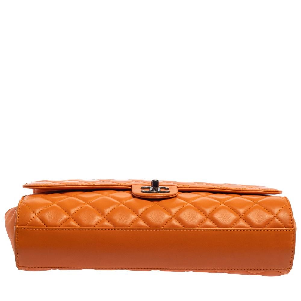 chanel orange flap bag
