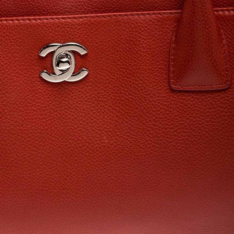 Chanel Orange Leather Small Cerf Executive Tote 6