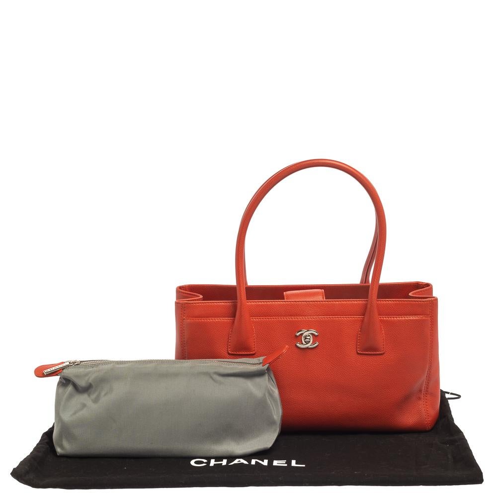 Chanel Orange Leather Small Cerf Executive Tote 6