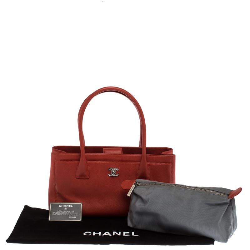 Chanel Orange Leather Small Cerf Executive Tote 7