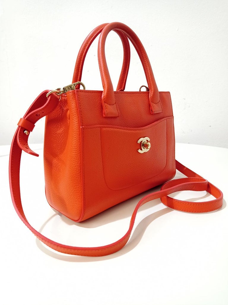 Red Chanel Orange Neo Executive Tote For Sale