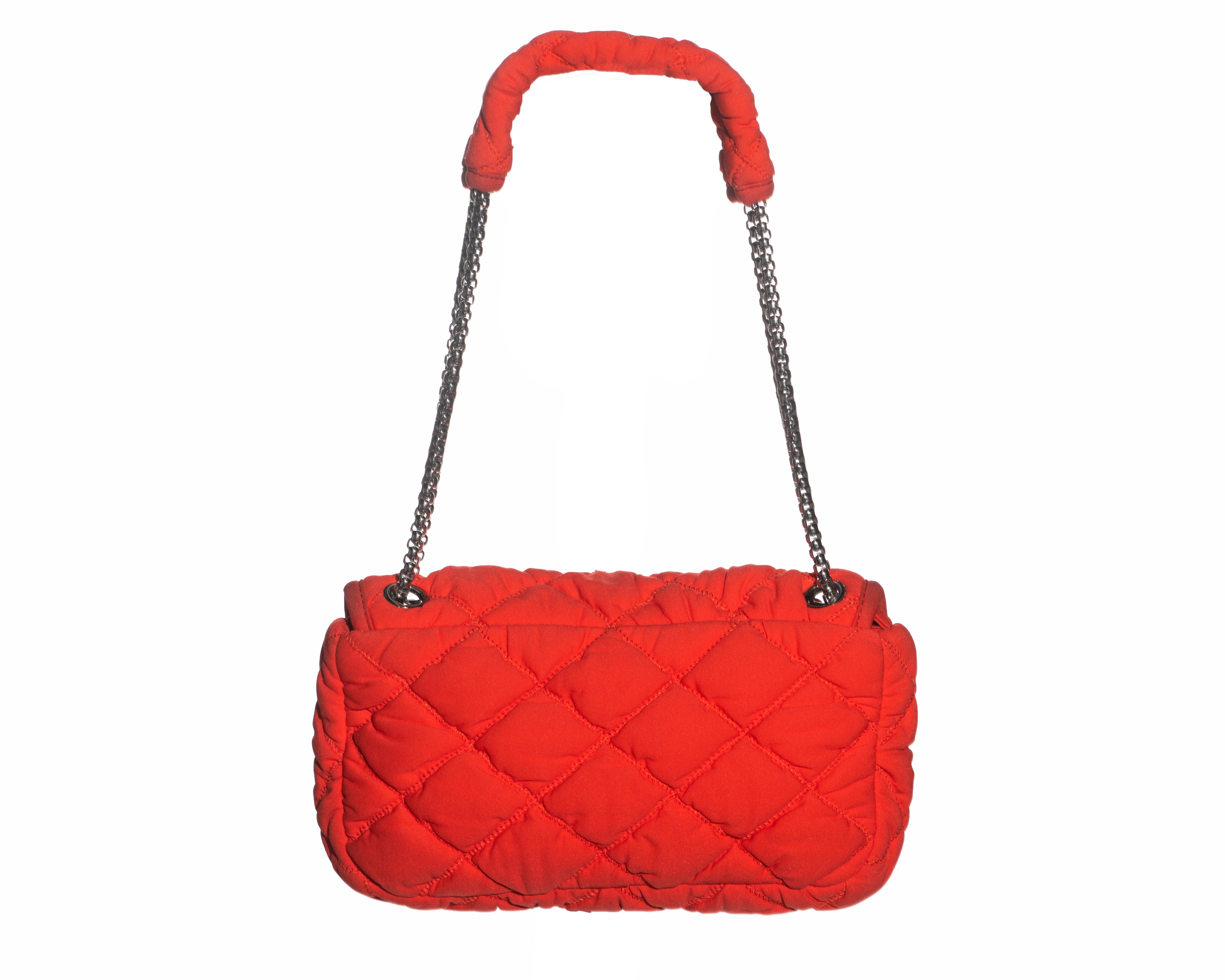 Chanel orange nylon bubble quilted flap bag with silver hardware, c. 2008 1