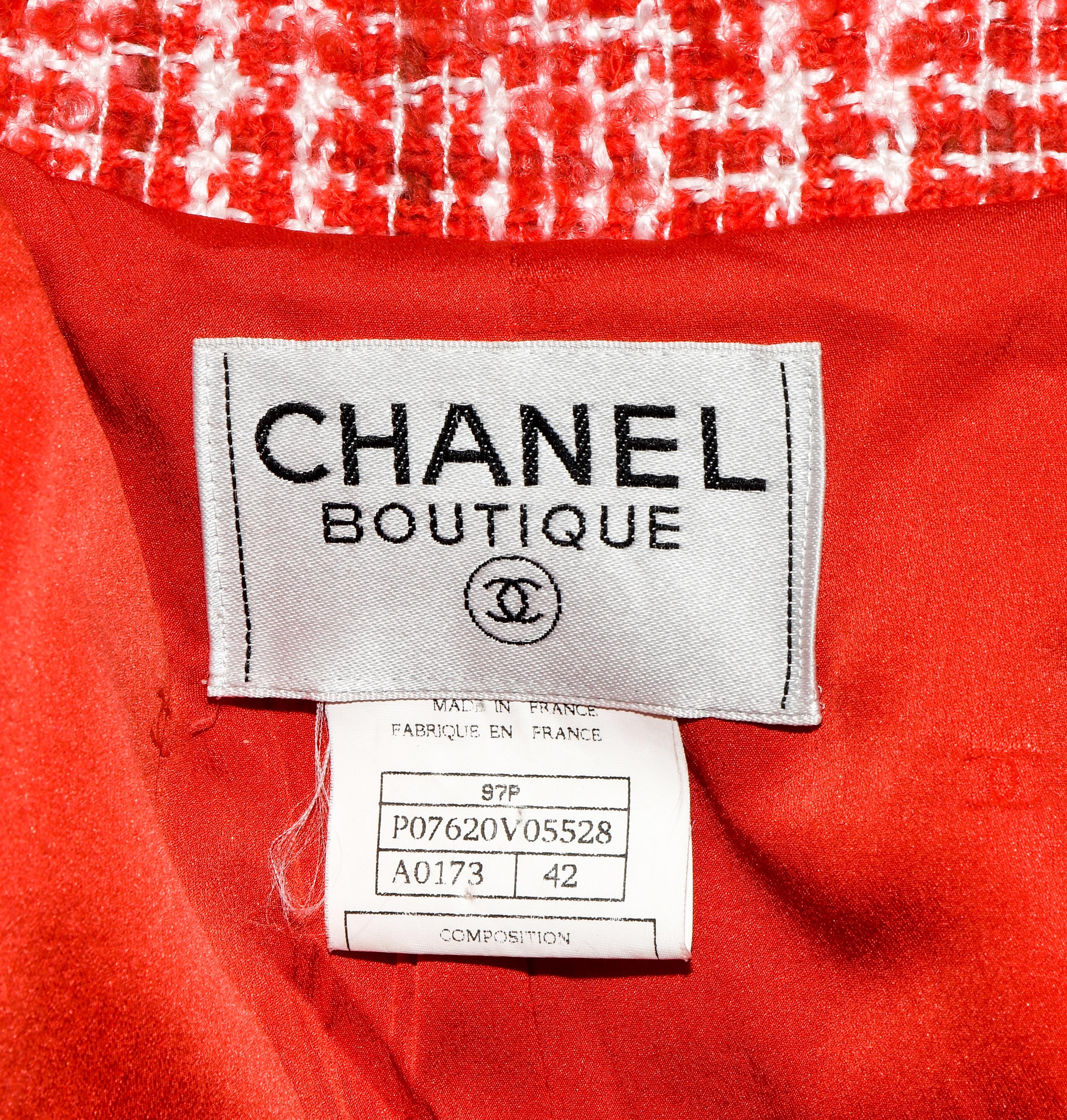 Women's Chanel Orange, Pink and White Tweed Long Jacket