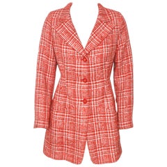 Chanel Orange, Pink and White Tweed Long Jacket