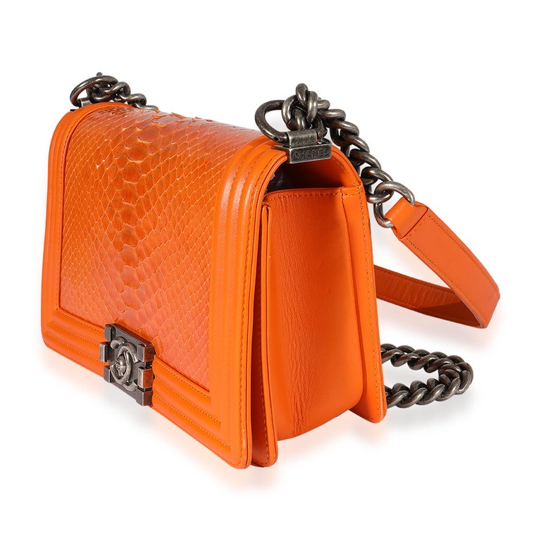 Women's Chanel Orange Python Medium Boy Bag For Sale