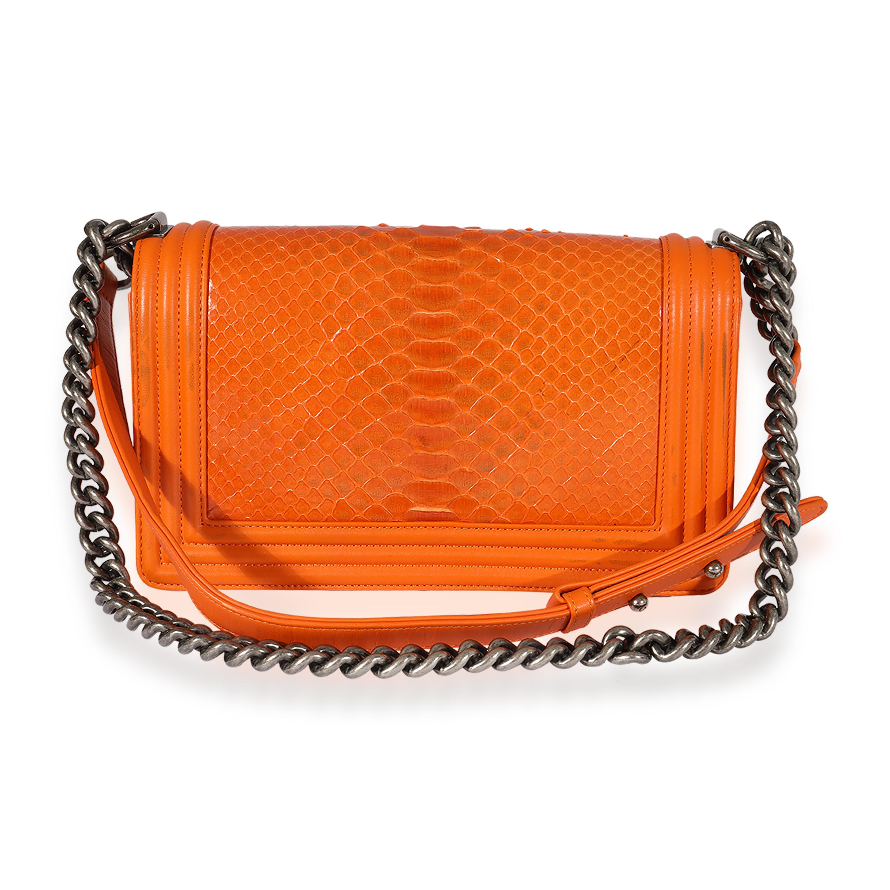 Chanel Orange Python Medium Boy Bag 1