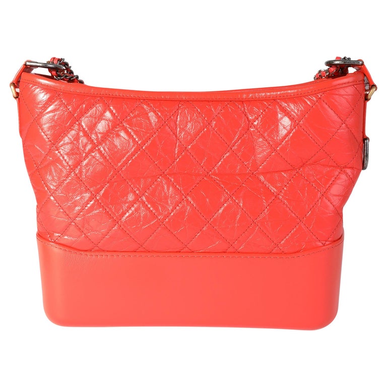 Chanel Orange Quilted Aged Calfskin Large Gabrielle Hobo For Sale at 1stDibs