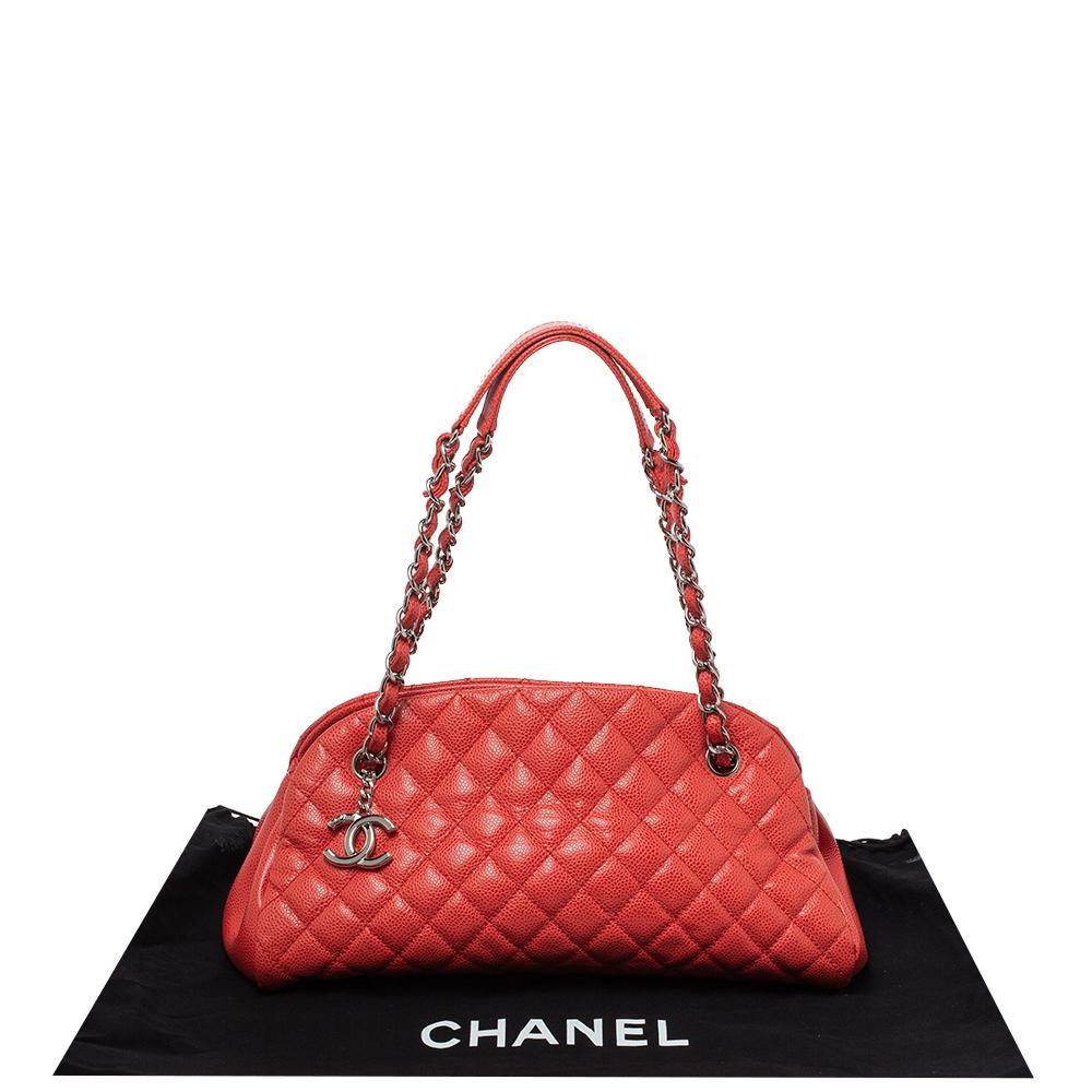 Chanel Orange Quilted Caviar Leather Just Mademoiselle Bowler Bag 4
