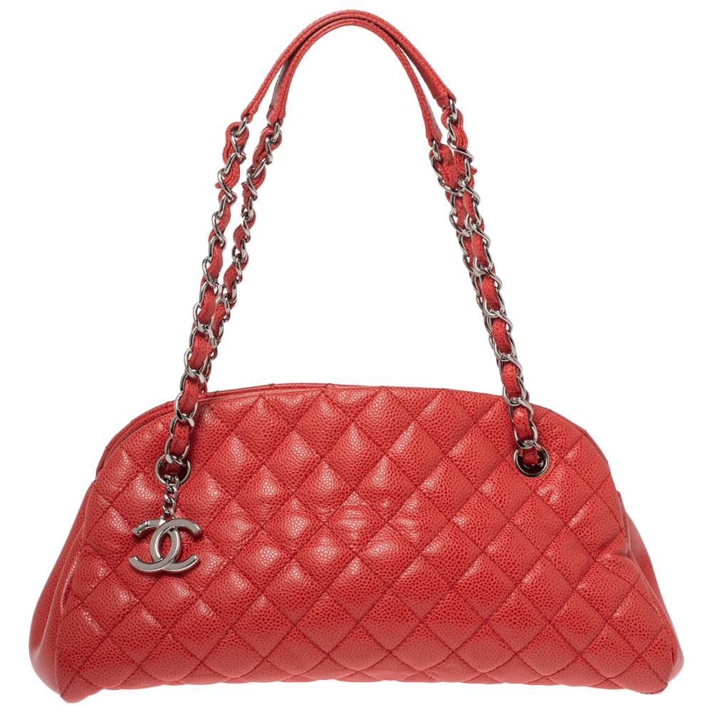 Chanel Orange Quilted Caviar Leather Just Mademoiselle Bowler Bag
