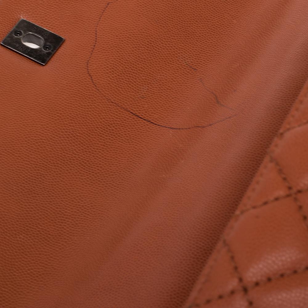 Chanel Orange Quilted Caviar Leather Medium Quilted Coco Top Handle Bag In Good Condition In Dubai, Al Qouz 2